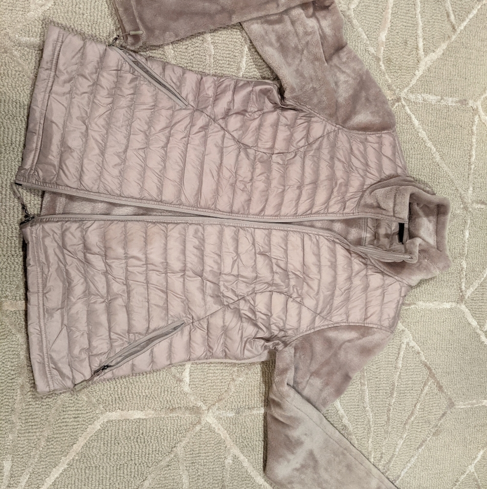 Fuzzy athletic jacket worn once